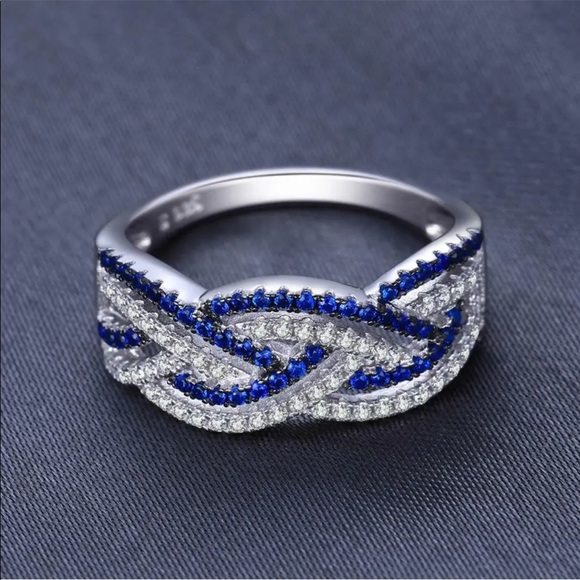 New 925 Silver Infinity Love Sapphire Lovely Ring - Picture 3 of 4